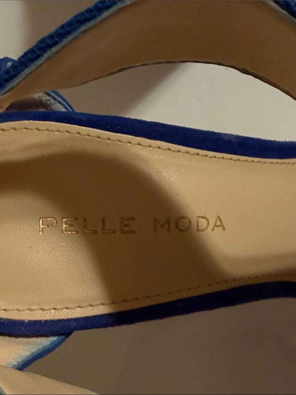 Pelle Moda Royal Blue Zip-Front Peep Toe High Heel Sandals in Faux Suede Size 8 - Picture 8 of 9
